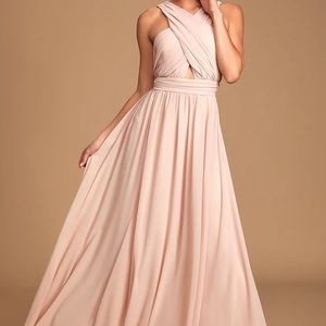 Lulu Bridesmaid Dress: Divine Inspiration Blush Halter Maxi Dress
